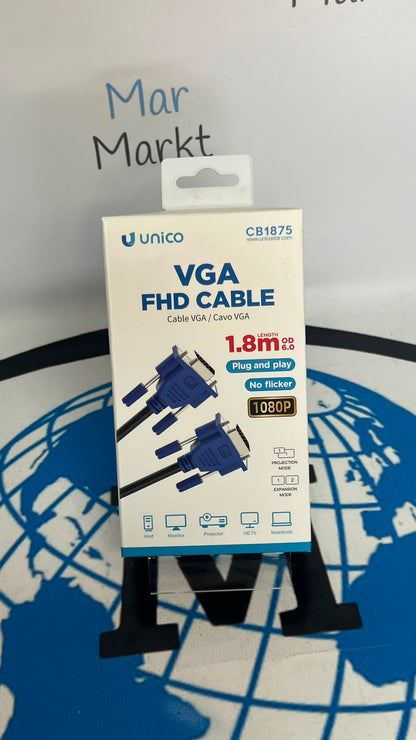 Cable VGA Monitor Alta Definición 1.8m Azul UNICO CB1875