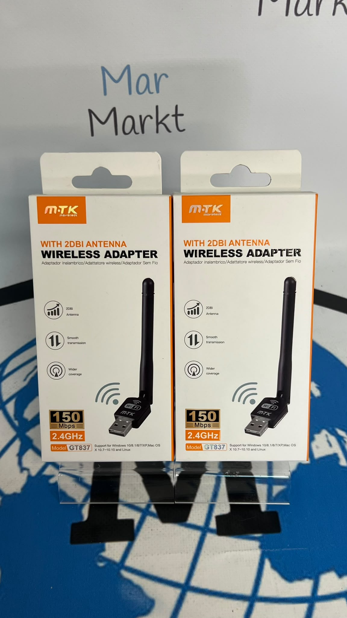 Mini Adaptador WiFi USB GT837 con Antena 2dBi M TK