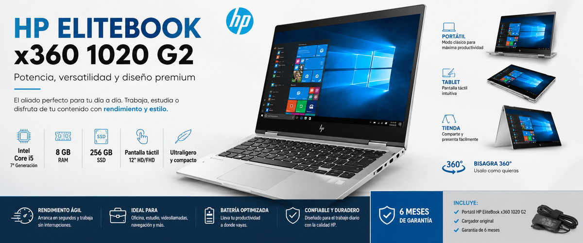 HP EliteBook x360 1020 G2 Convertible | Intel Core i5 | 8 GB RAM | SSD 256 GB