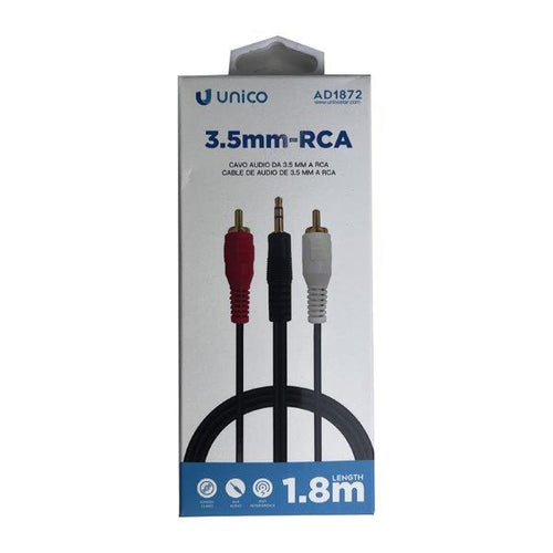 Cable Adaptador Audio 3.5mm a 2 RCA 1.8m UNICO AD1872