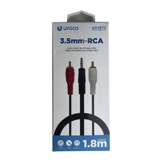 Cable Adaptador Audio 3.5mm a 2 RCA 1.8m UNICO AD1872