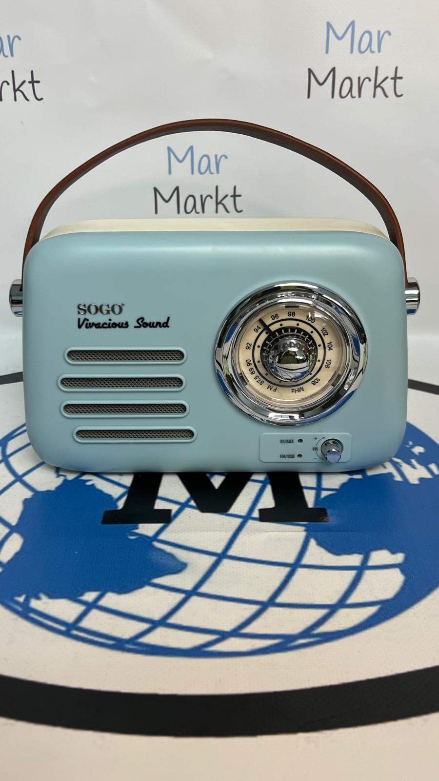 Radio Retro Sogo con Altavoz Bluetooth y Radio FM Estilo Vintage