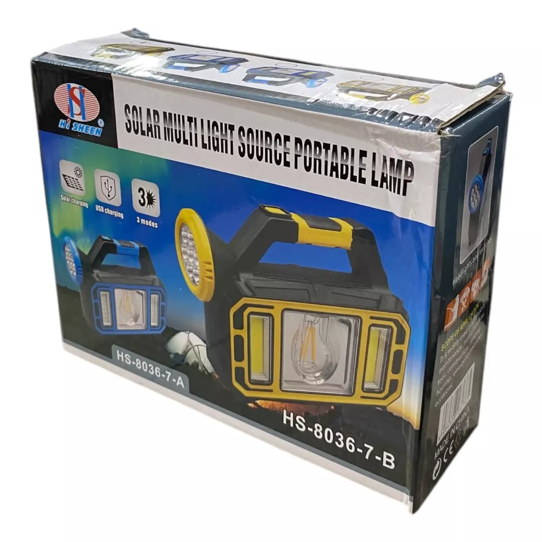 Lámpara Luz LED Recargable Hi Sheen HS-8036-7-B con Panel Solar