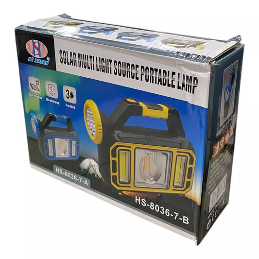 Lámpara Luz LED Recargable Hi Sheen HS-8036-7-B con Panel Solar