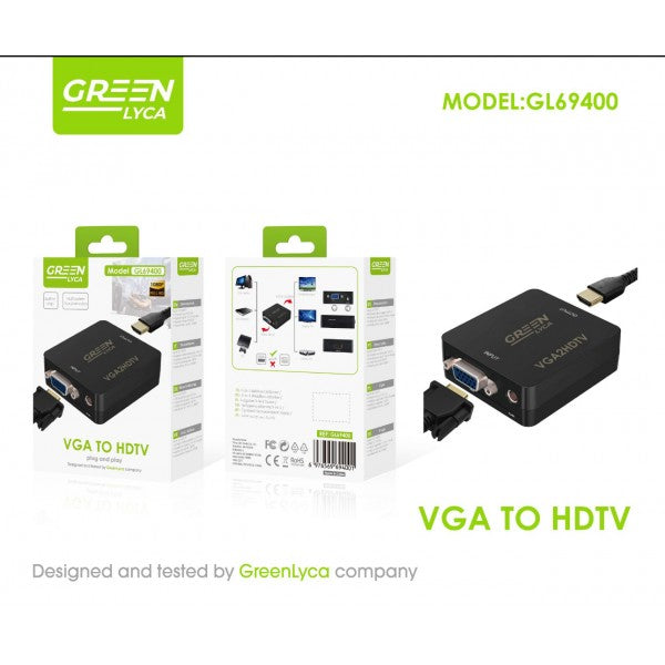 Adaptador de HDMI a VGA Green Lyca GL69405 Compacto