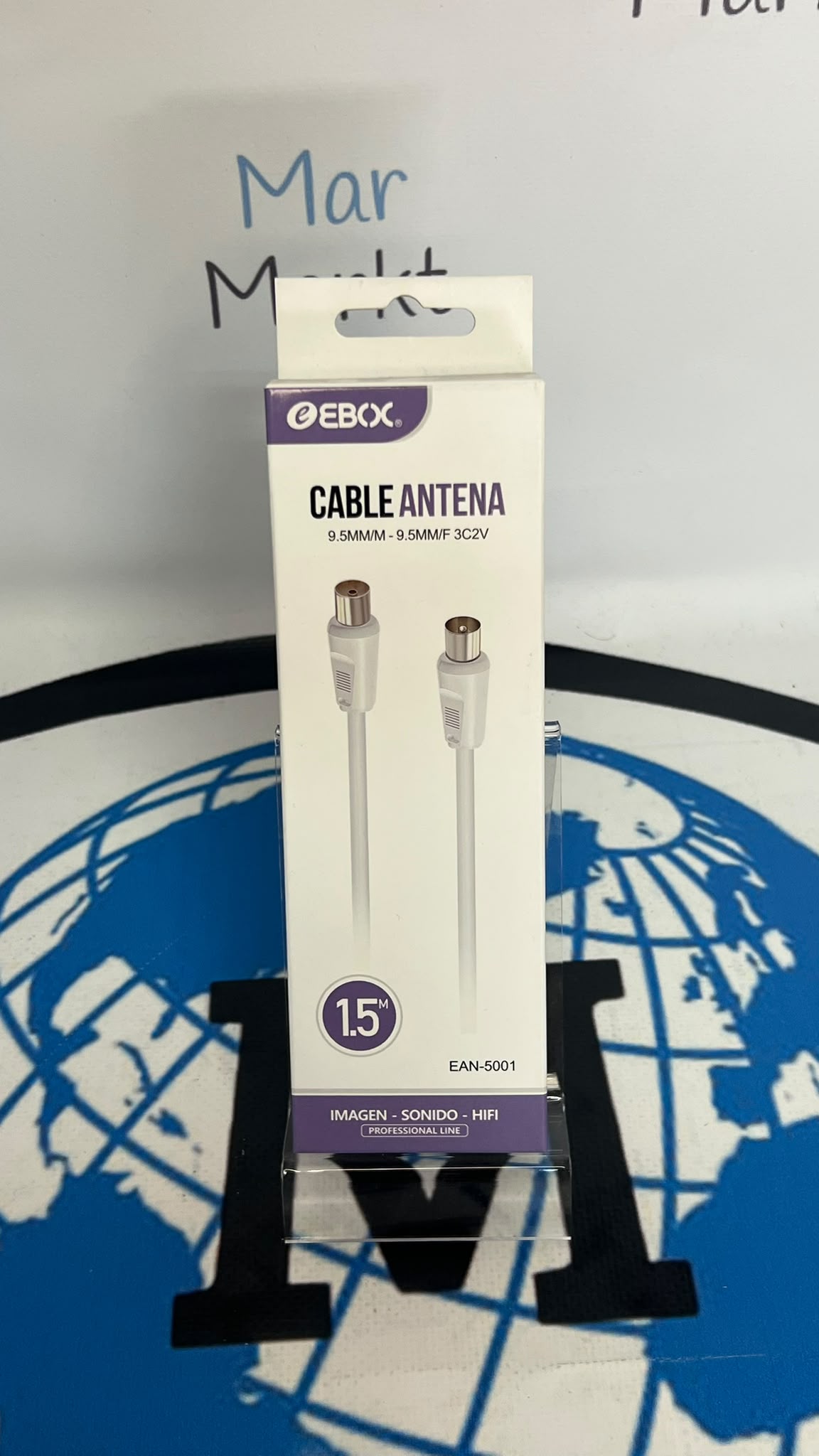Cable de Antena Coaxial Macho-Hembra 75 Ohm 1.5 Metros EBOC