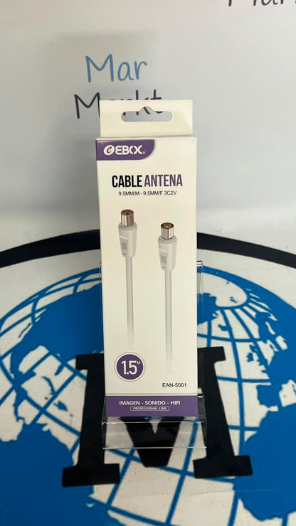 Cable de Antena Coaxial Macho-Hembra 75 Ohm 1.5 Metros EBOC