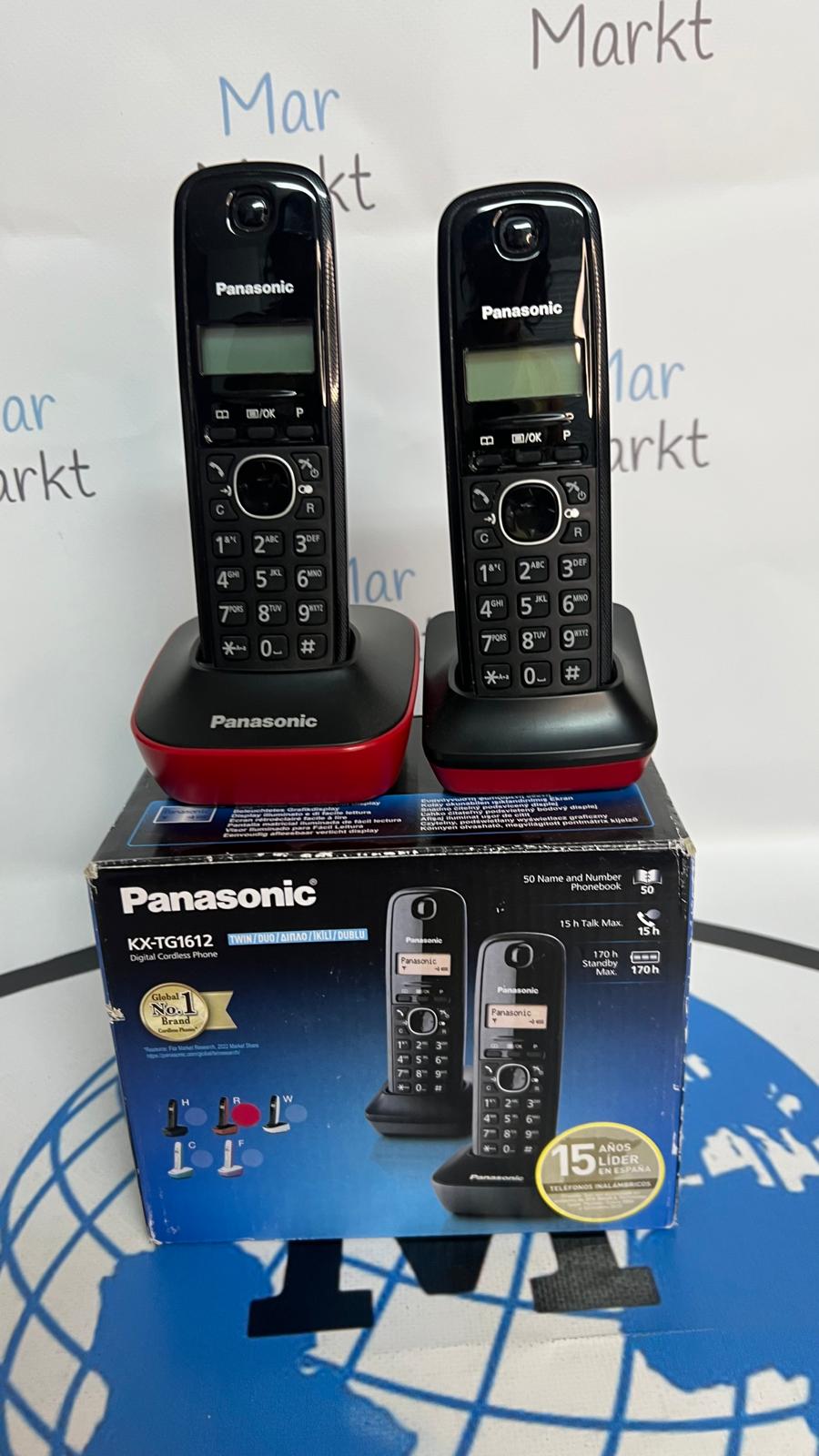 Teléfono Inalámbrico Dúo Panasonic KX-TG1612 Pantalla LCD Negro