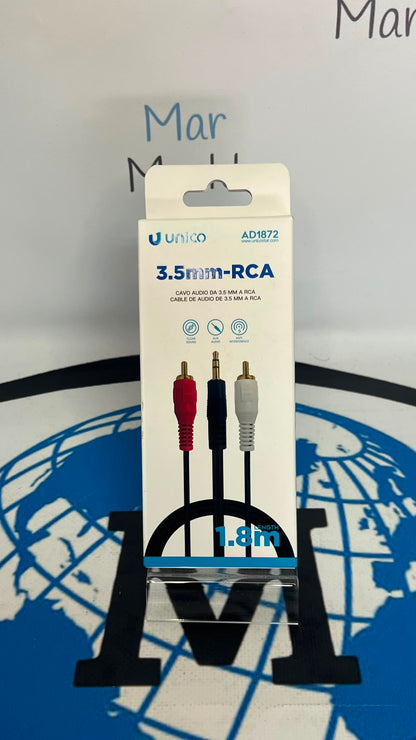Cable Adaptador Audio 3.5mm a 2 RCA 1.8m UNICO AD1872