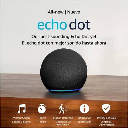 Altavoz Inteligente Amazon Echo Dot 5a Generación con Alexa Negro