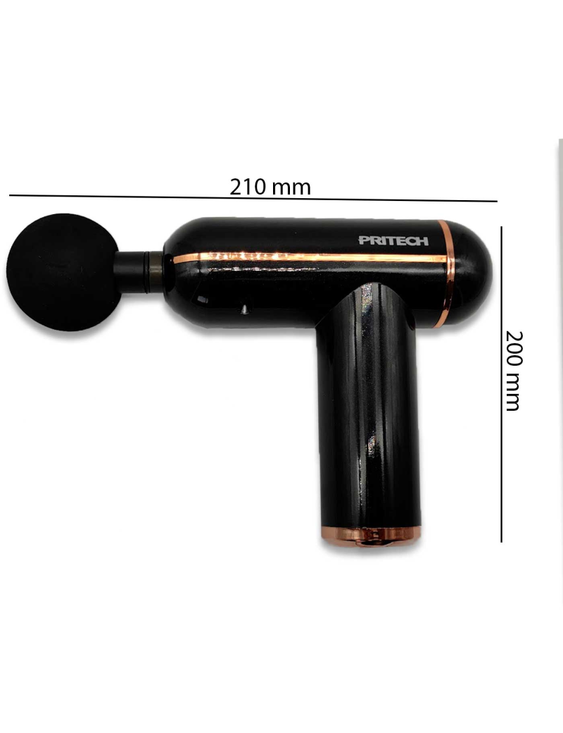 Pistola de Masaje Muscular Pritech BCM-1451 4 Cabezales Negro